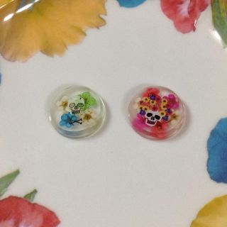 スカルflower ピアス・EJに♬(ピアス)