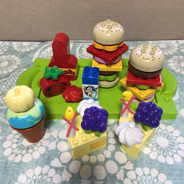 【２つセット】レゴデュプロ　ピンクのケーキセット& ハンバーガー&アイスクリーム