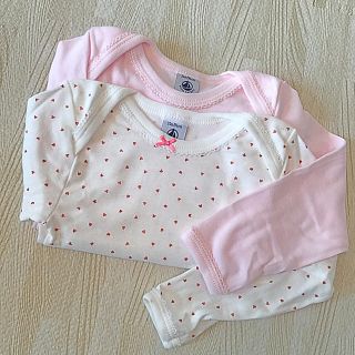 プチバトー(PETIT BATEAU)のあずこ様ご専用 プチバトーピコレースカラー&プリント長袖ボディ2枚組24m 新品(肌着/下着)