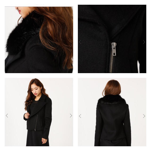 rienda(リエンダ)のrienda WクロスFaux Fur Wool MIXライダースJK新品 レディースのジャケット/アウター(ライダースジャケット)の商品写真