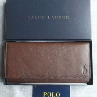 ポロラルフローレン(POLO RALPH LAUREN)の未使用箱付■ラルフローレン牛革長財布/レザーウォレット/こげ茶 未使用箱付■ラル(長財布)