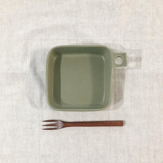 ミナペルホネン(mina perhonen)のよしざわ窯 取手付き スクエア皿◆益子焼 作家 器(食器)