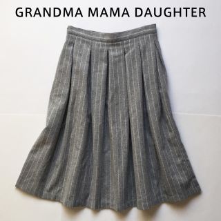 グランマママドーター ウールプリーツスカート ストライプ GRANDMA 0(ひざ丈スカート)