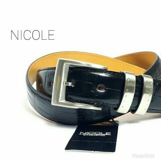 ニコル(NICOLE)の新品♪ニコル メンズ 型押しベルト ブラック 日本製/送料無料！即購入可(ベルト)