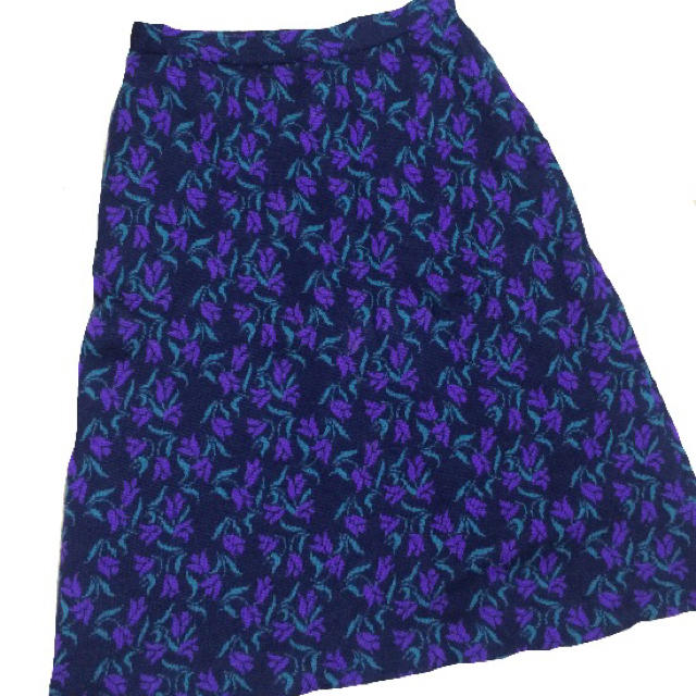 flower(フラワー)の古着屋 昭和レトロ 花柄 ウールニット スカート レディースのスカート(ロングスカート)の商品写真