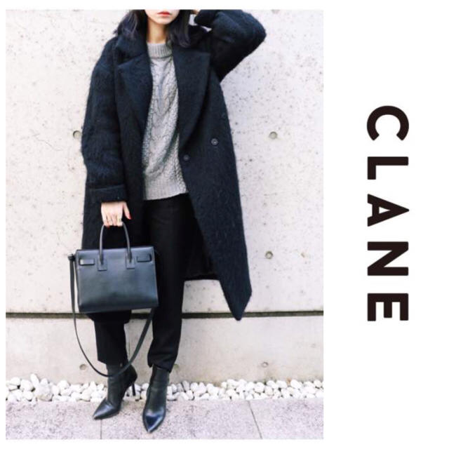 【在庫有】 ENFOLD 黒 日本製 オーバーサイズ ロングコート シャギー ウール Clane クラネ - チェスターコート