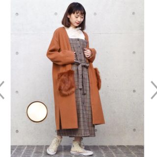 ダブルクローゼット(w closet)のファーポケット付きノーカラーコート/wcloset(ロングコート)