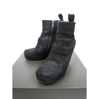 定価14万 RICK OWENS ウェッジ ヒールブーツ ブラック 41 レザー(ブーツ)