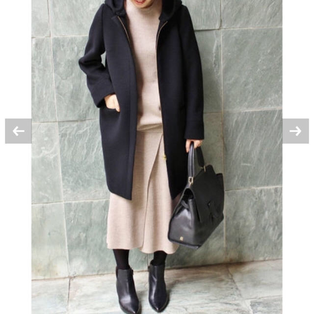 IENA(イエナ)のIENA シャルムフードコクーンコート ブラック   レディースのジャケット/アウター(ロングコート)の商品写真