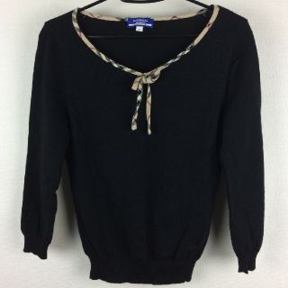 バーバリーブルーレーベル(BURBERRY BLUE LABEL)の美品 BURBERRY BLUE LABEL 7分袖ニット ブラック サイズM(ニット/セーター)