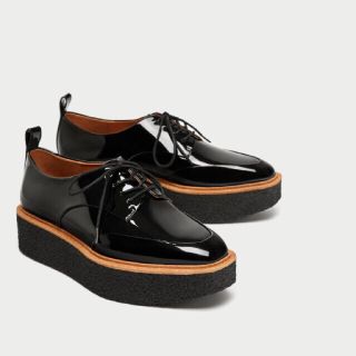 ザラ(ZARA)の完売品 ザラ 新品 プラットフォーム ブルーチャー シューズ パンツ ブーツ(ローファー/革靴)