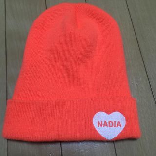 ナディア(NADIA)のNADIA ニット帽 美品 オレンジ 蛍光(ニット帽/ビーニー)