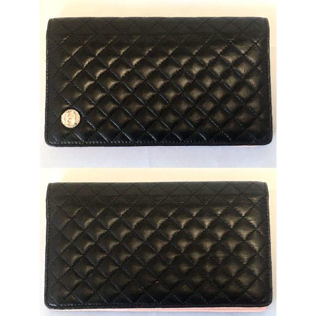 CHANEL(シャネル)の◆【CHANEL/シャネル】良品 ラムスキン/マトラッセ 長財布 黒/ピンク◆ レディースのファッション小物(財布)の商品写真