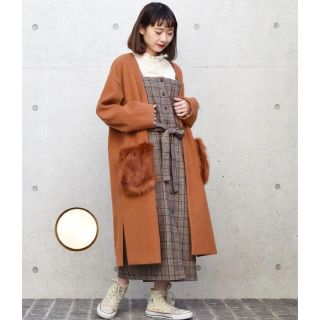 ダブルクローゼット(w closet)の新品タグ付き w closet ファーポケット付きノーカラーコート(チェスターコート)