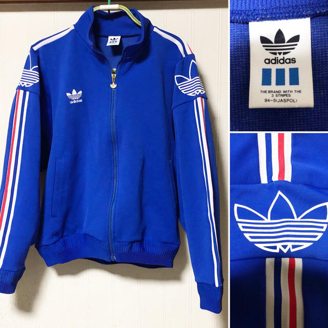 日本製 90s adidas デサント社 デカロゴ トラックトップ ジャージ | フリマアプリ ラクマ