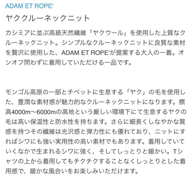 Adam et Rope'(アダムエロぺ)のヤククルーネックニット メンズのトップス(ニット/セーター)の商品写真