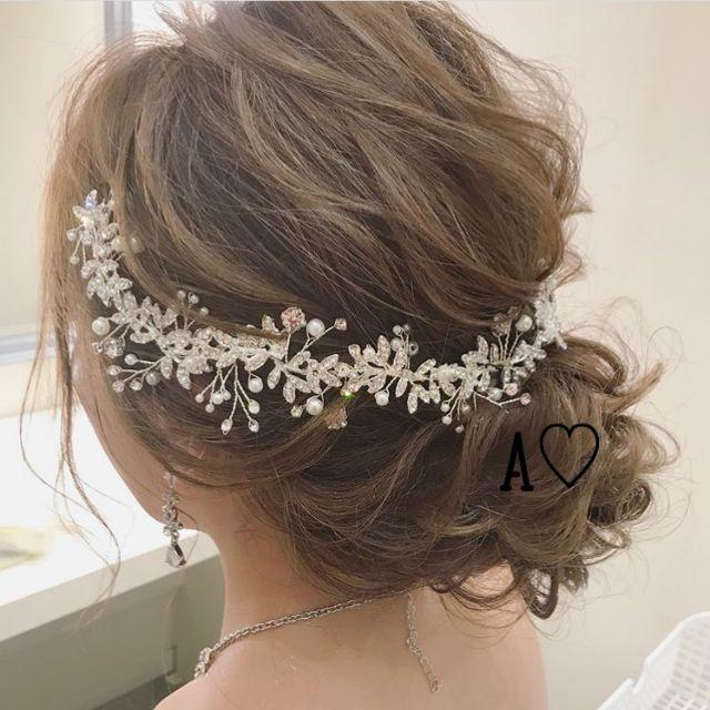 人気♪《新作》ブライダルヘアアクセサリー ヘッドアクセ パール ビジュー レディースのフォーマル/ドレス(ウェディングドレス)の商品写真