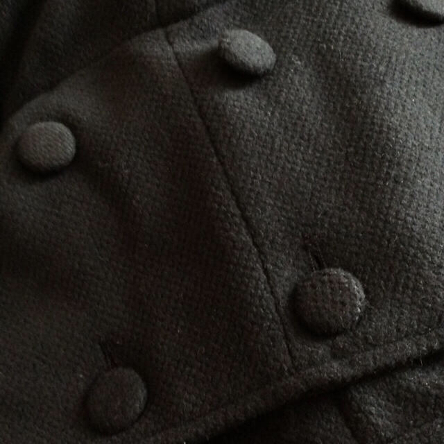 【新品、未使用】値下げセール☆リボン&フリル ロングコート ブラック 送料込 レディースのジャケット/アウター(ロングコート)の商品写真