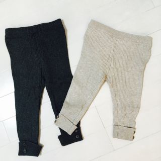 ザラ(ZARA)のセット売り♪Zaraminiリブニットレギンス チャコールグレー&ベージュ(パンツ)