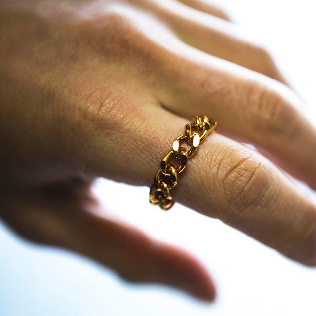 アルミ 8ミリ チェーン リング指輪/ゴールド メンズのアクセサリー(リング(指輪))の商品写真