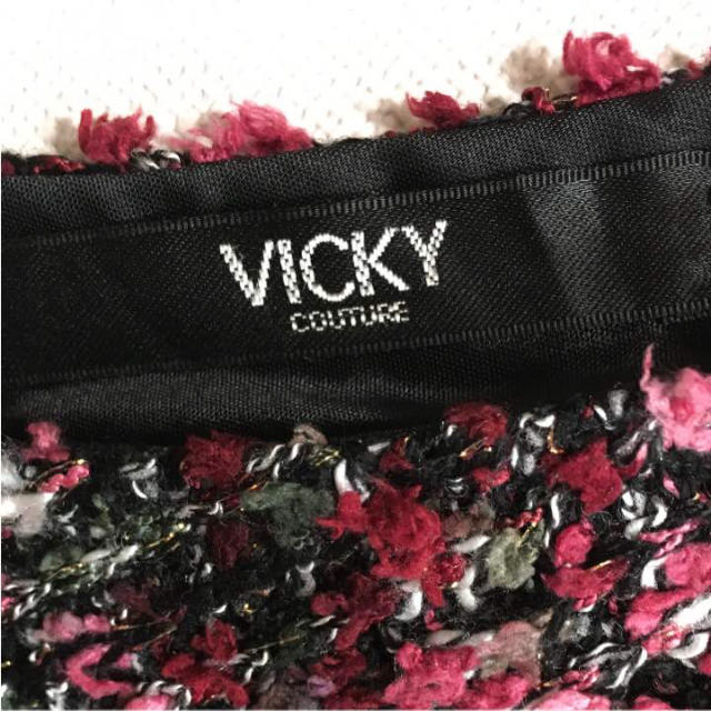 VICKY(ビッキー)の美品 ビッキー ツイード ワンピース 赤 ピンク メイソングレイ レディースのワンピース(ミニワンピース)の商品写真