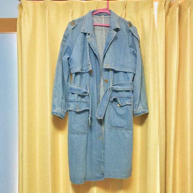 デニム トレンチコート オーバーサイズ 韓国ファッション レディースのジャケット/アウター(トレンチコート)の商品写真
