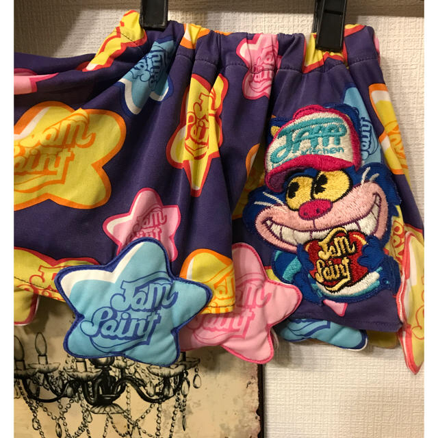 JAM(ジャム)のjam パッチワーク サーキュラースカート シャム猫 星 キッズ/ベビー/マタニティのキッズ服女の子用(90cm~)(スカート)の商品写真