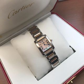 カルティエ(Cartier)の【cartier/カルティエ】タンクフランセーズSM ピンクシェル PGコンビ(腕時計)