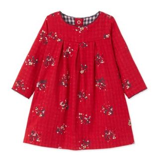 プチバトー(PETIT BATEAU)の36m 新品 プチバトー チュビックフラワープリント切り替えワンピース(ワンピース)