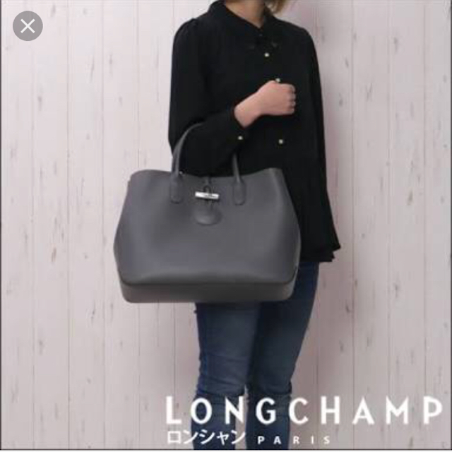 LONGCHAMP(ロンシャン)のLongchamp レザートート グレー レディースのバッグ(トートバッグ)の商品写真