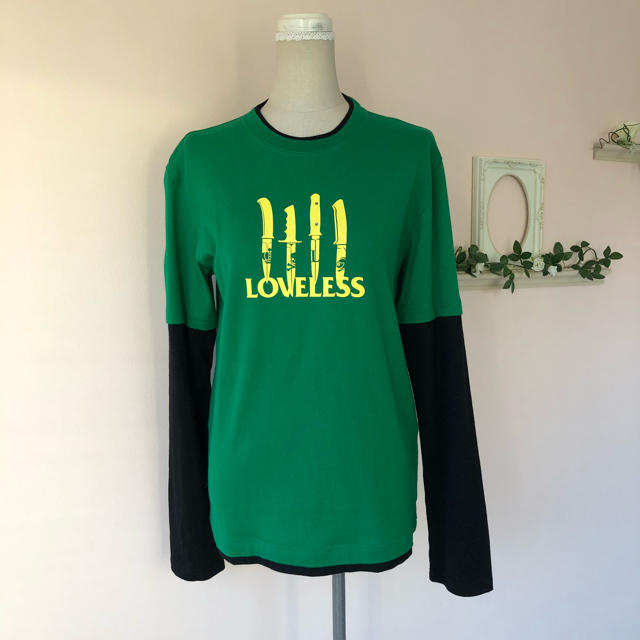 LOVELESS(ラブレス)の美品◆三陽商会ラブレスloveless◆ナイフモチーフ長袖カカットソー◆グリーン レディースのトップス(カットソー(長袖/七分))の商品写真