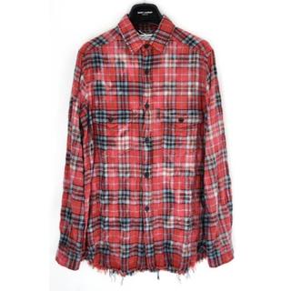 サンローラン(Saint Laurent)の新品 正規品 16SS サンローランパリ ブリーチ加工 チェックシャツ L (シャツ)