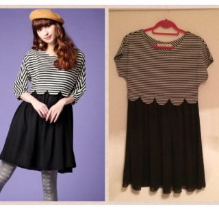 ドットアンドストライプスチャイルドウーマン(Dot&Stripes CHILDWOMAN)の定番スカラップワンピ☆(ひざ丈ワンピース)