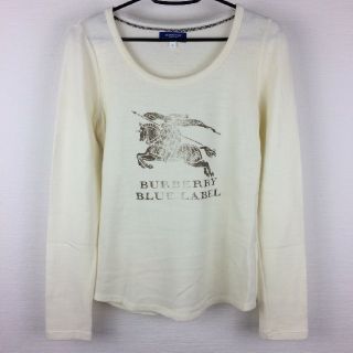 バーバリーブルーレーベル(BURBERRY BLUE LABEL)の極美品 BURBERRY BLUE LABEL 長袖ニット ビッグロゴアイボリー(ニット/セーター)