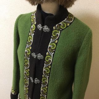 ビンテージレトロ刺繍ジャケット(ノーカラージャケット)