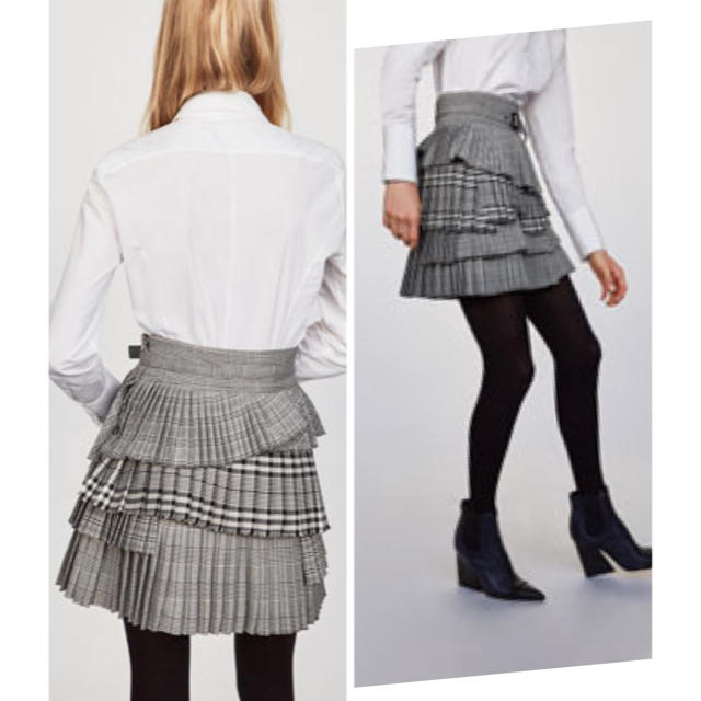 ZARA(ザラ)のZARA 幻のグレンチェック プリーツスカート M レディースのスカート(ミニスカート)の商品写真