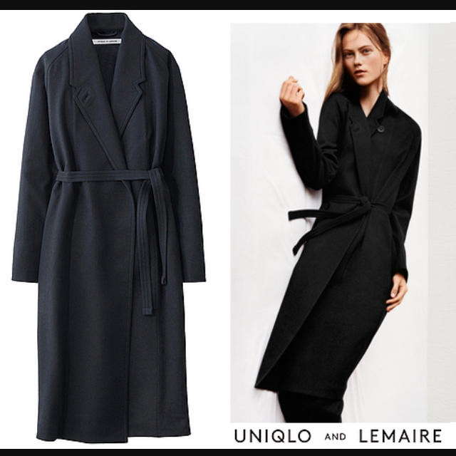 UNIQLO(ユニクロ)のユニクロルメール ウールカシミヤ ローブコート 黒 L レディースのジャケット/アウター(ロングコート)の商品写真