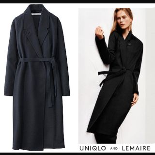 ユニクロ(UNIQLO)のユニクロルメール ウールカシミヤ ローブコート 黒 L(ロングコート)