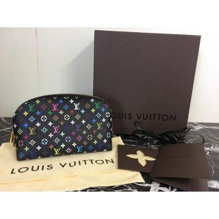 ルイヴィトン(LOUIS VUITTON)のルイヴィトン マルチカラー ポシェットコスメティック ブラック ポーチ 正規品(ポーチ)