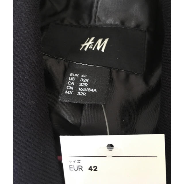 H&M(エイチアンドエム)の新品★H&M ツイルピーコート ネイビー サイズ：42 メンズのジャケット/アウター(ピーコート)の商品写真