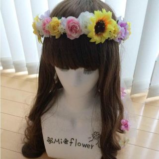 花かんむり♡ひまわり ピンク♡紫(ヘアアクセサリー)