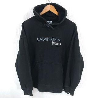 カルバンクライン(Calvin Klein)の希少黒 ♪ 90s カルバンクライン ロゴパーカー L(パーカー)