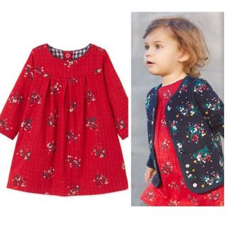 プチバトー(PETIT BATEAU)のSALE☆36m プチバトー チュビックフラワー ワンピース レッド(ワンピース)