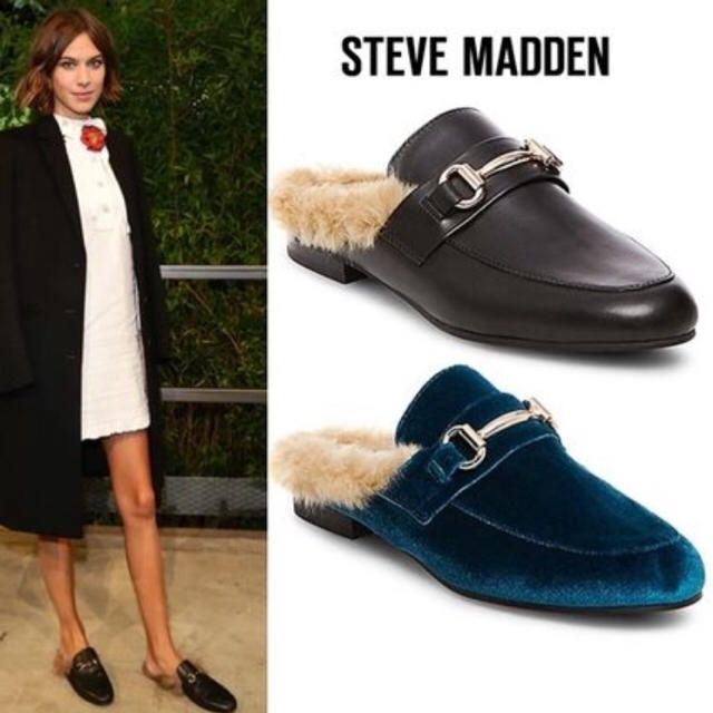 Steve Madden(スティーブマデン)の✴︎新品 未使用✴︎Steve Madden Jill ファー付きローファー レディースの靴/シューズ(ローファー/革靴)の商品写真