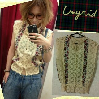 アングリッド(Ungrid)のungrid カラー刺繍レースタンク(シャツ/ブラウス(半袖/袖なし))