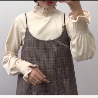 ❤️数量限❤️ THE EDDA フリルネック ギャザー ベロア ZARA 系3(シャツ/ブラウス(長袖/七分))