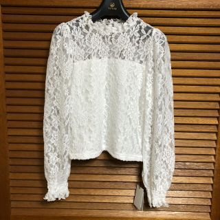 ❤️新品未使用❤️ フリルネック 花柄 レース 長袖 GU 系6(シャツ/ブラウス(長袖/七分))