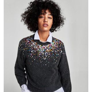 ザラ(ZARA)の完売品 ザラ 新品 カラー スパンコール セーター ニット ブーツ サンダル(ニット/セーター)