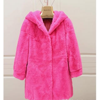 シェアードレッキス毛皮 柔らか暖か新品同様フード付きハーフコート(毛皮/ファーコート)