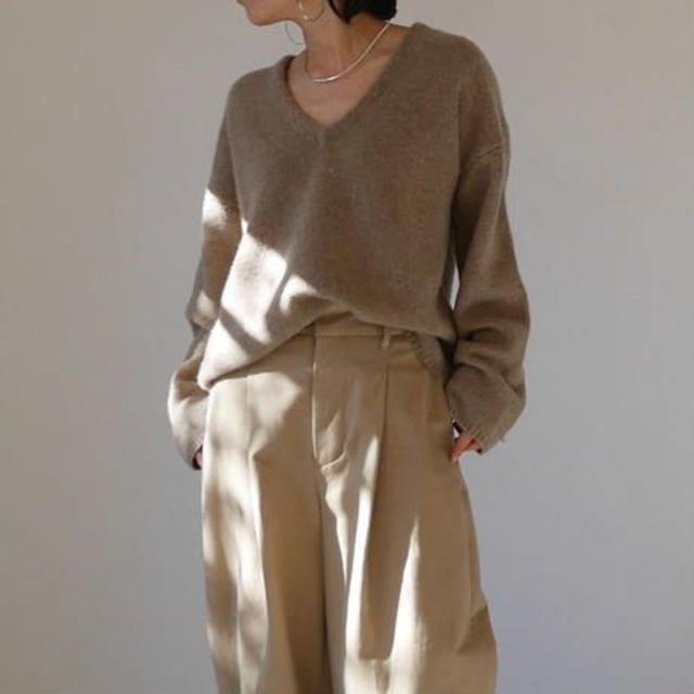 TOMORROWLAND - argue LAMB'S WOOL V. KNIT(MOCA BEIGE）